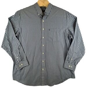 Arrow Button Down Shirt Mens 2XLT Blue White Gingham Long Sleeve 52X0460415